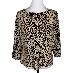 J. Crew Black and Tan Spotted Blouse